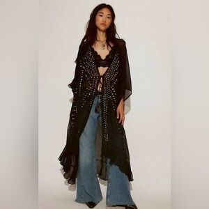 Free People Blue So Billie Studded Duster Top one size